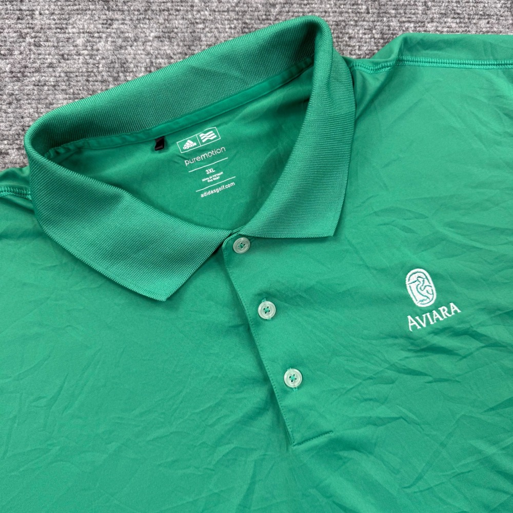 Adidas Golf Polo Shirt 3XL Green Aviara Puremotion Short Sleeve Men's